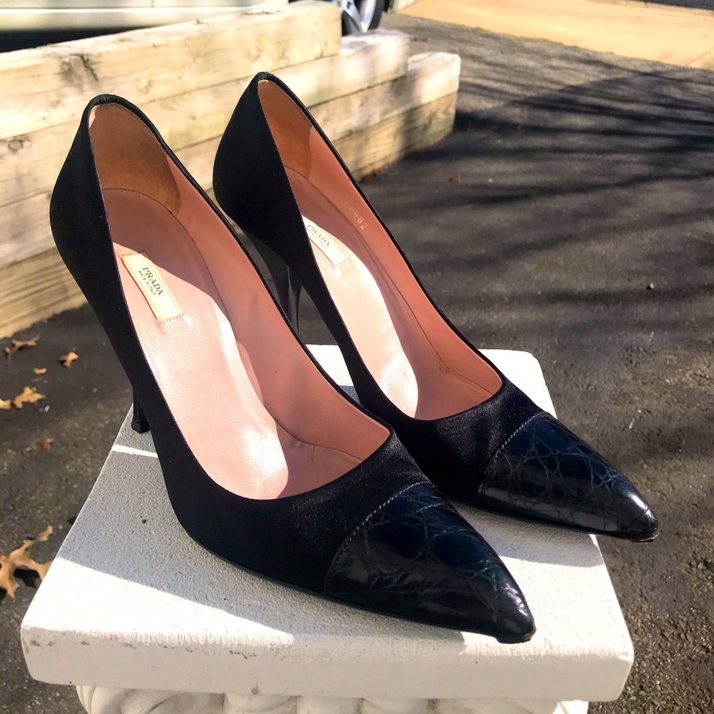 PRADA Croc cap toe satin pumps - Size 41